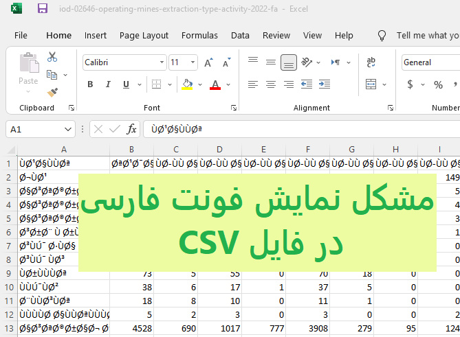 مشکل نمایش فونت فارسی فایل csv در Excel